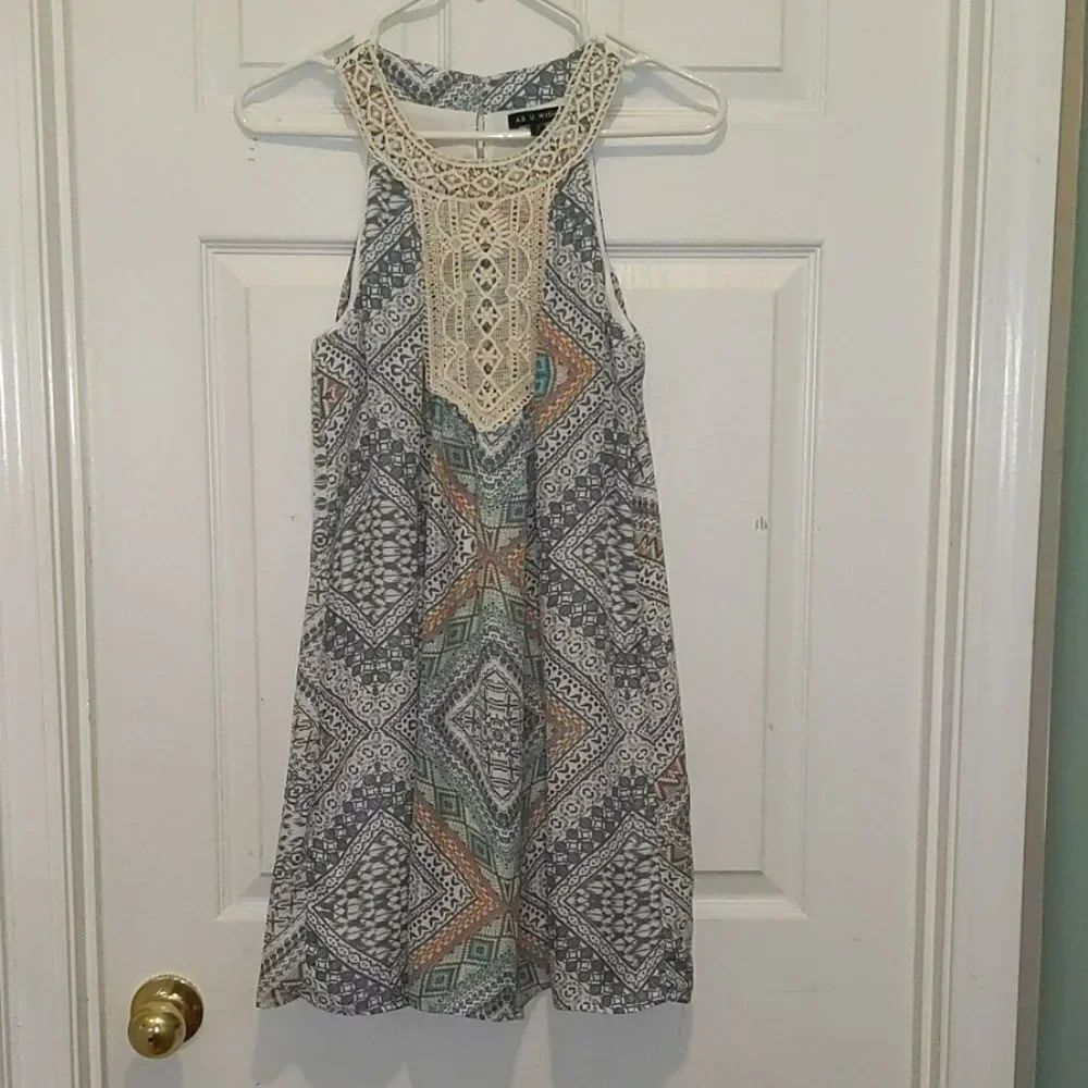 As U Wish printed dress Sz Small NWOT